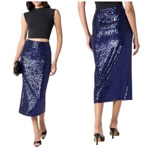 The Drop Women's Bianca Sequin Stretch Elastic Waist Midi Skirt